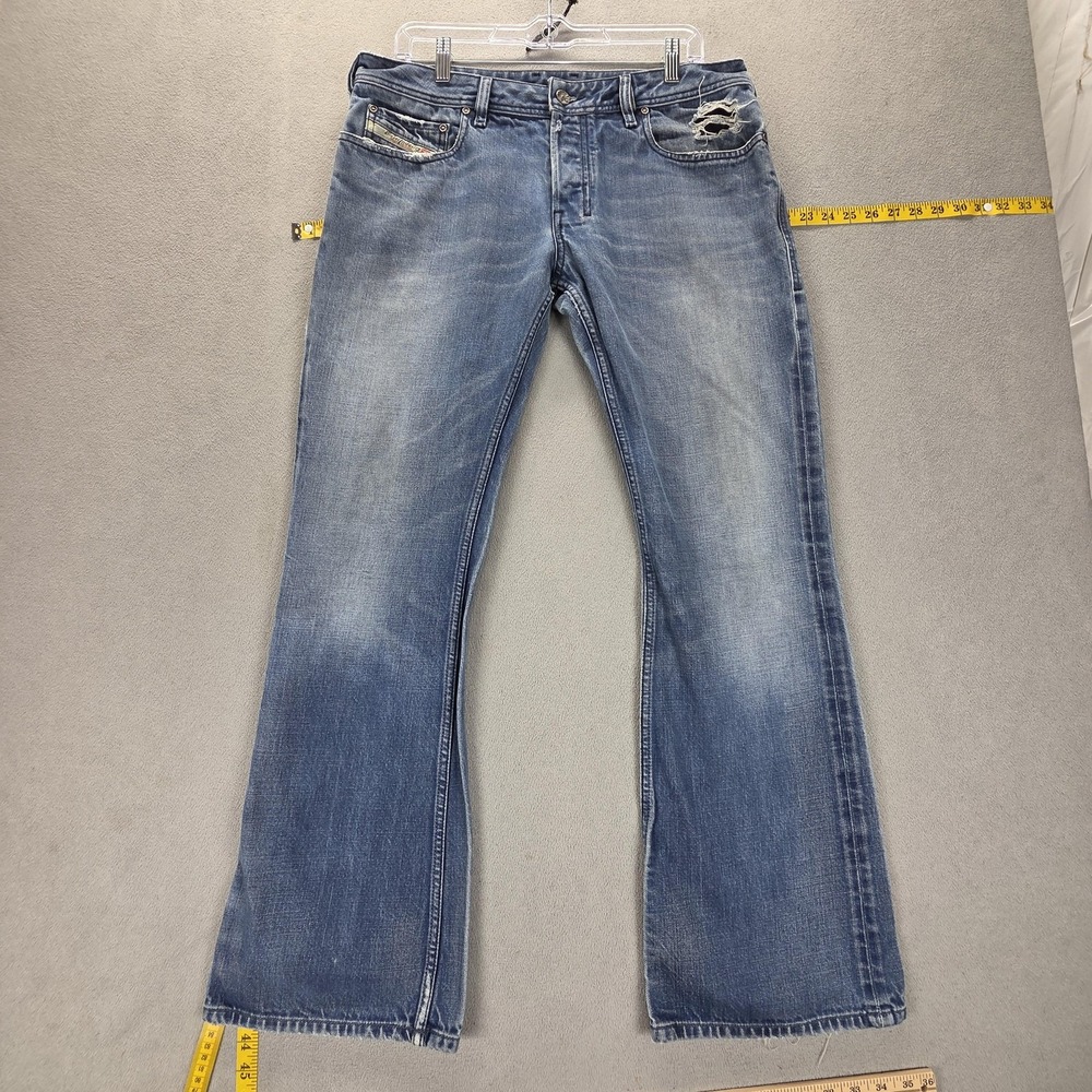 Diesel Jeans Mens 33x32 Blue Zathan Bootcut Button Fly Made In Italy 0073H